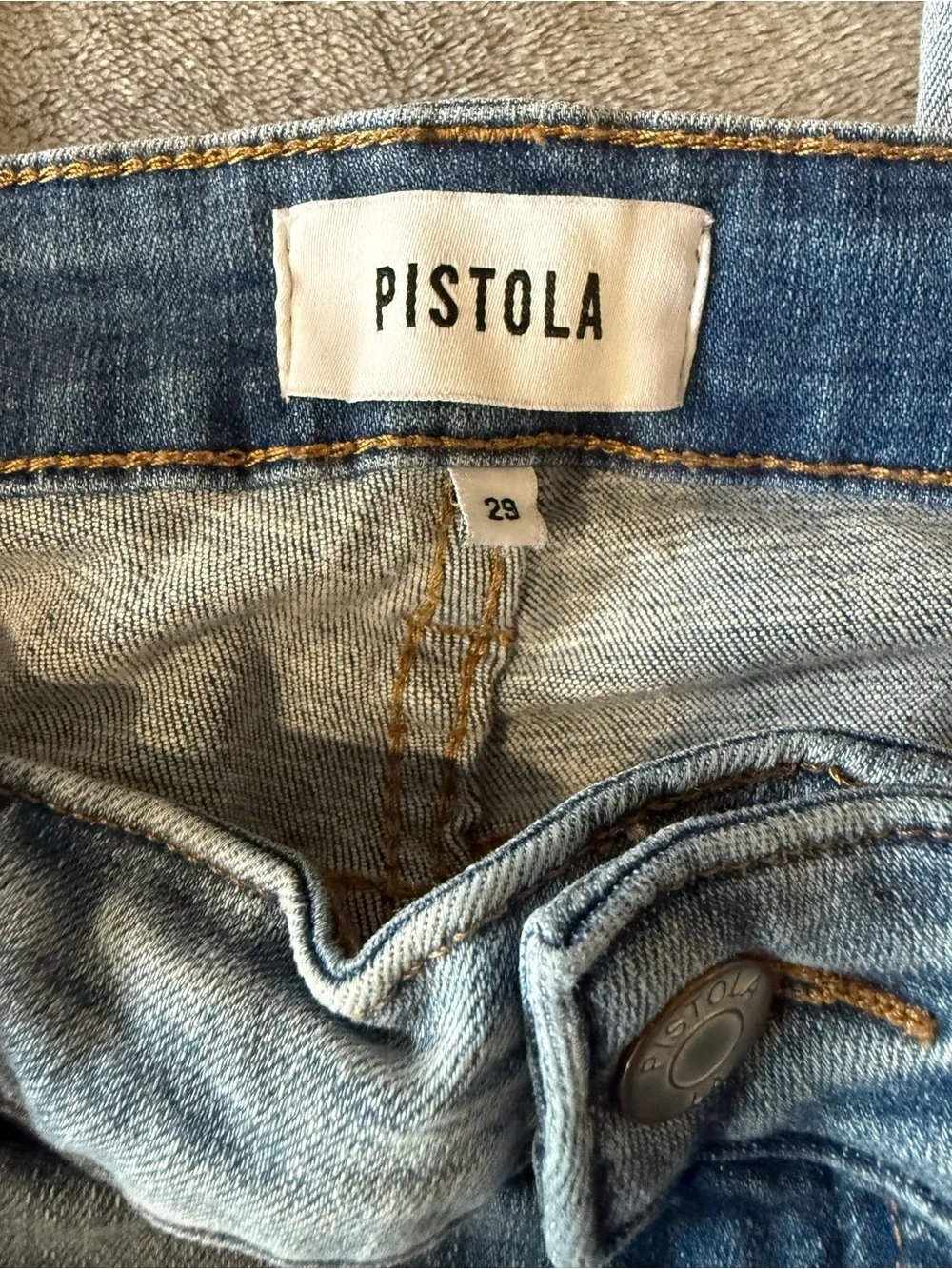 Pistola Light Blue Denim distressed Raw Hem Jeans